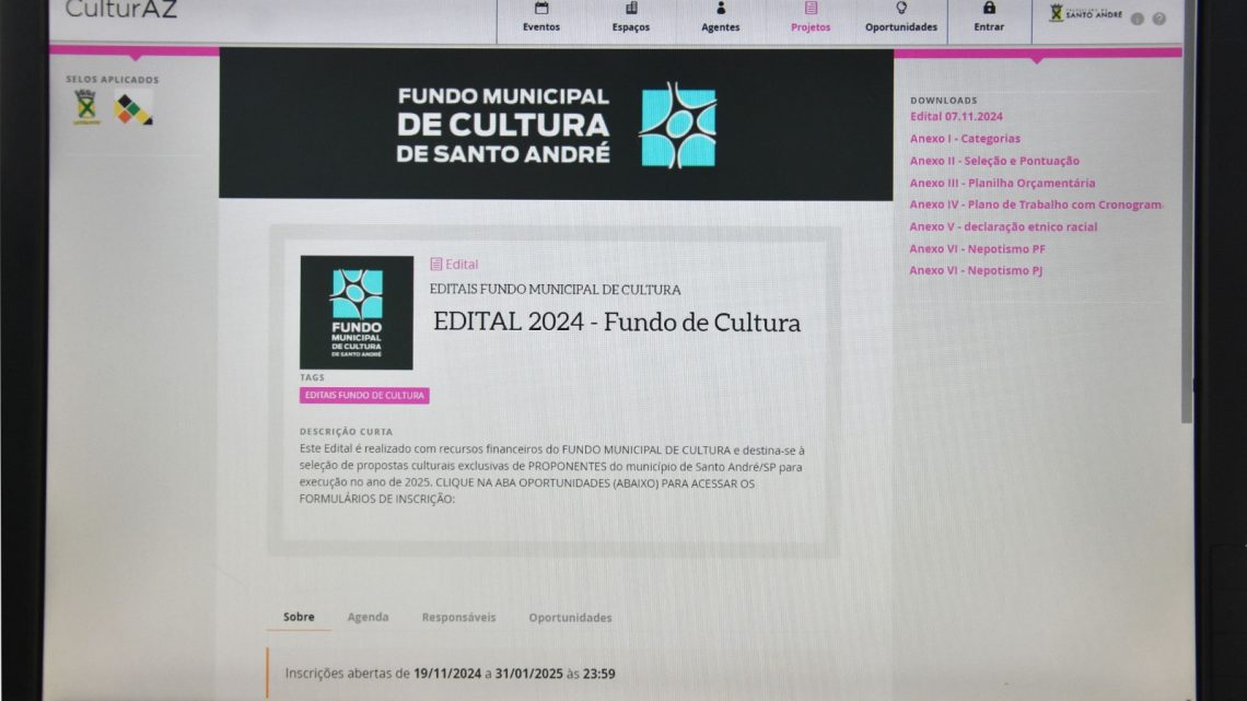 Santo André disponibiliza R$ 1 milhão em edital do Fundo de Cultura