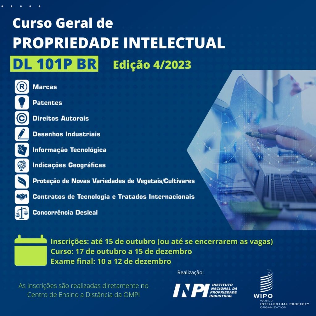 INPI abre inscrições para curso à distância de Propriedade Intelectual DL 101P BR